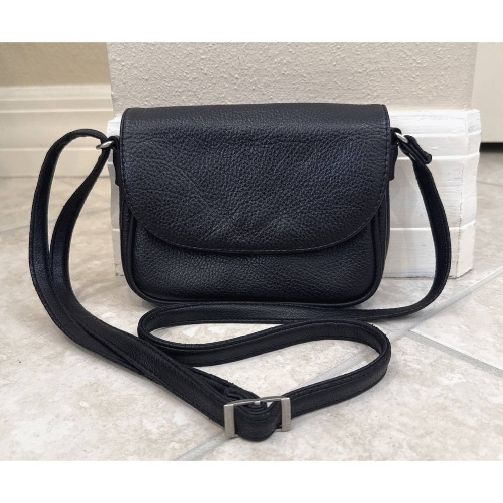 Vintage Black saddle bag minimalist leather crossbody bag Unbranded Preppy